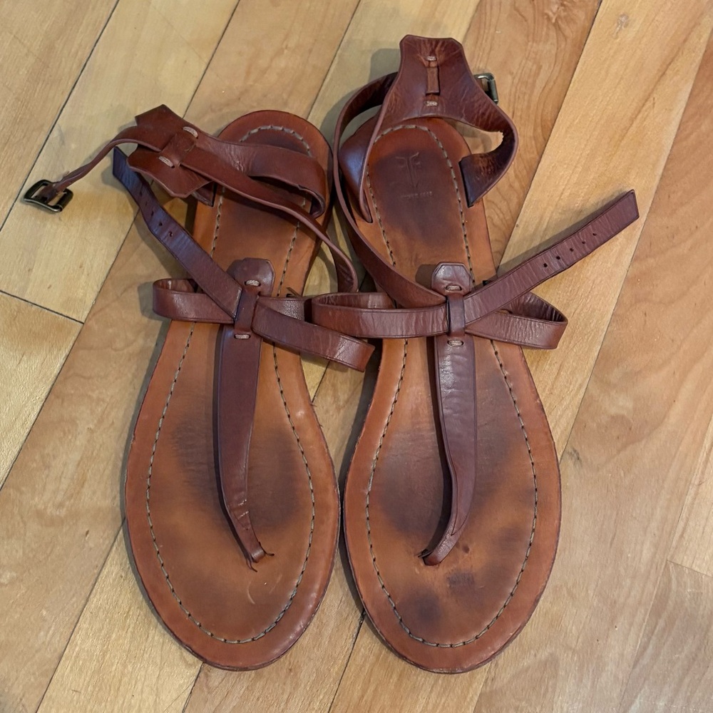 Frye “Rachel” Brown Leather Sandals, size 9